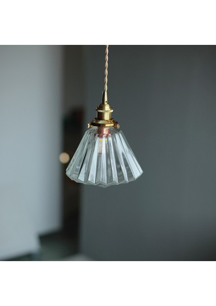 18 cm Pirinç Cam Avize, LED 5 W 220 V Japon Tarzı Retro Avize, Restoran Bar, Yatak Odası Başucu Lambası Koridor Sundurma Işık, Şeffaf Renk (Yurt Dışından) modelleri