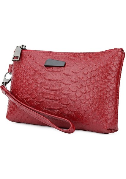 Bordo Timsah Desen Deri Kozmetik Çantası Saklama Çantası Çanta Kadın Debriyaj (20.5 cm * 12 cm * 2 Cm) (Yurt Dışından)