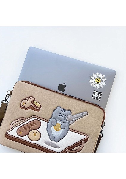 Tablet Durumda Laptop Saklama Çantası Mac Ipad Pro Için Karikatür Tost Kedi Kollu Liner Çanta Öğrenci Kızlar Kılıf | Kozmetik Çanta ve davalar (Yurt Dışından) modelleri