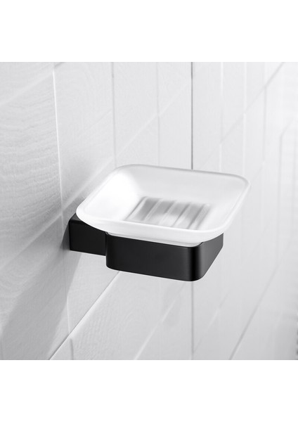 Ana Sayfa Otel Kare Banyo Lavabo Sabunluk Cam Çanak Buzlu Kare Cam Sabunluk Siyah Tutucu ile | Sabun Yemekleri (Yurt Dışından)