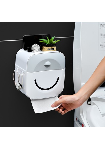 Tuvalet Rulo Tutucu Su Geçirmez Kağıt Havlu Tutucu Duvara Monte Rulo Kağıt Standı Durumda Tüp Saklama Kutusu Banyo Aksesuarları | Kağıt Tutucular (Gri) (Yurt Dışından) modelleri