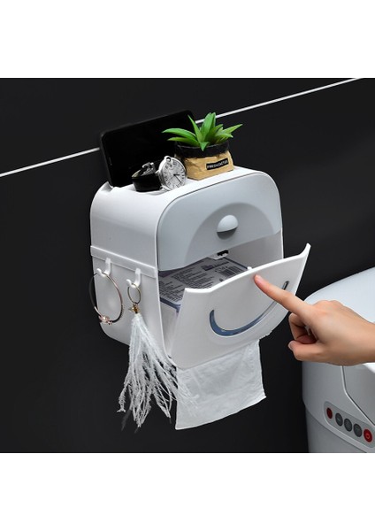 Tuvalet Rulo Tutucu Su Geçirmez Kağıt Havlu Tutucu Duvara Monte Rulo Kağıt Standı Durumda Tüp Saklama Kutusu Banyo Aksesuarları | Kağıt Tutucular (Gri) (Yurt Dışından) fırsatları