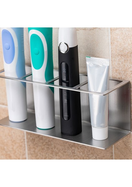 Ev Alanı Tasarruf Gümüş Diş Fırçası Tutucu Dayanıklı Sondaj Paslanmaz Otel Banyo Su Geçirmez Duvara Monte Paslanmaz Çelik | Diş Fırçası ve diş Macunu Tutucular (Yurt Dışından)