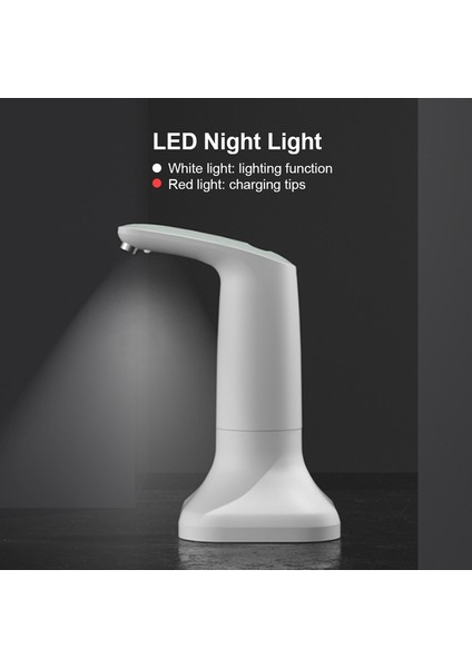 Three Beans Elektrikli Akıllı Su Şişesi Dağıtıcı Taşınabilir Otomatik Içme Su Pompası ile Temel ve LED Gece Lambası | Su Dağıtıcılar (Yurt Dışından)