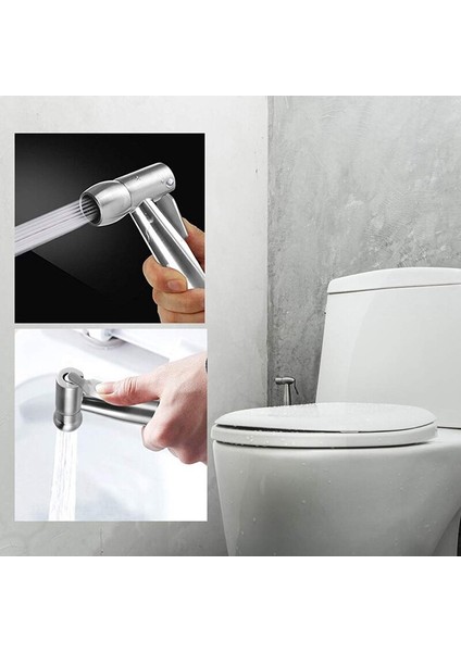 El Bide Püskürtücü Paslanmaz Çelik Tuvalet Bide Banyo Duşlu Su Sprey Kafası Hortum Kiti ile 7/8 Inç | Sıvı Sabunluk (Yurt Dışından) modelleri
