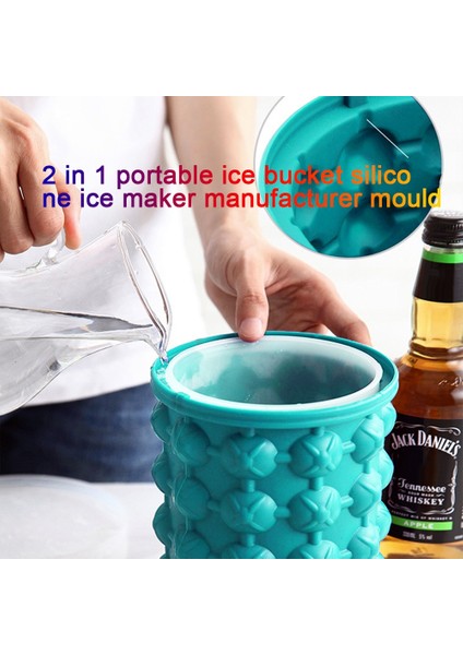 Silikon Buz Küpü Maker Kapak ile Buz Kovası Buz Kalıp Alan Tasarrufu Şampanya Şarap Bira Kova Mutfak Parti Barware Için | Dondurma Makineleri (Yurt Dışından)