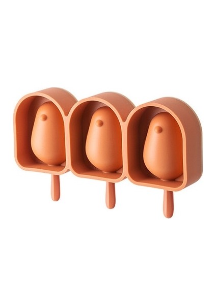 Three Beans 22 cm Silikon Kuş Şekli Dondurma Kalıp Popsicle Kalıp Çubuklar ile 3 Hücre Buz Küpü Tepsi Dıy Tatlı Kek Dekorasyon Aracı | Dondurma Makineleri (Kahverengi) (Yurt Dışından)
