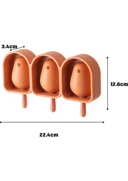 Three Beans 22 cm Silikon Kuş Şekli Dondurma Kalıp Popsicle Kalıp Çubuklar ile 3 Hücre Buz Küpü Tepsi Dıy Tatlı Kek Dekorasyon Aracı | Dondurma Makineleri (Kahverengi) (Yurt Dışından)