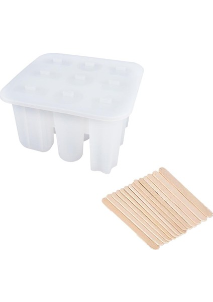 9 Hücreler Silikon Buz Lolly Kalıp Dondurma Makinesi Buz Küp (17 * 16 * 10 Cm, Beyaz) (Yurt Dışından)