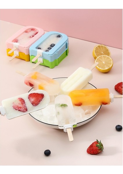 1 Adet Delik Düz Dondurma Kalıp Kapaklı Sarı Dondurma Araçları Için Sopa ile Pembe Popsicle Kalıp Tepsisi | Dondurma Çubukları (Pembe) (Yurt Dışından)