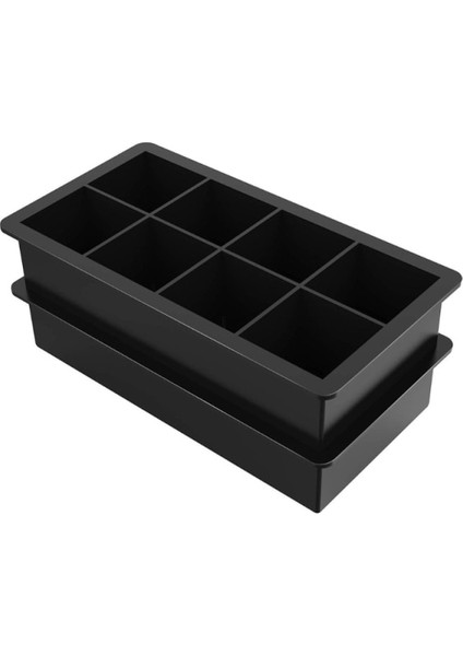 Silikon Buz Küpü Maker Formu Buz Şeker Kek Pudingi Çikolata Kalıpları Kolay Serbest Bırakma Kare Şekli Buz Küpü Tepsileri Kalıpları (22 cm * 11.5 cm * 5 Cm, Siyah) (Yurt Dışından)