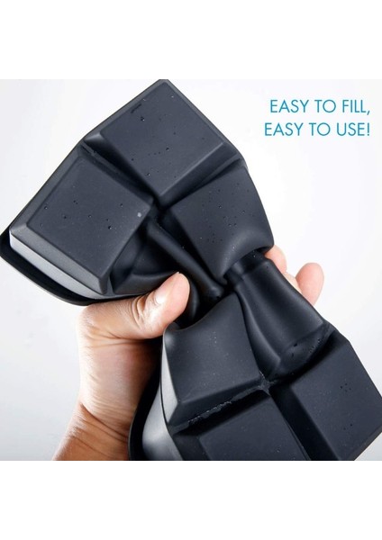 Silikon Buz Küpü Maker Formu Buz Şeker Kek Pudingi Çikolata Kalıpları Kolay Serbest Bırakma Kare Şekli Buz Küpü Tepsileri Kalıpları (22 cm * 11.5 cm * 5 Cm, Siyah) (Yurt Dışından)
