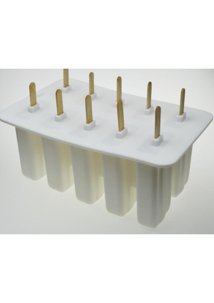 Three Beans Tatlı Dondurucu Kavite Silikon Popsicle Dondurma Kalıp Kapak ile Dıy Ev Yapımı Lolly Meyve Suyu Ice Cube Tepsi Makinesi (23 * 14.5 * 10 Cm, Beyaz) (Yurt Dışından)