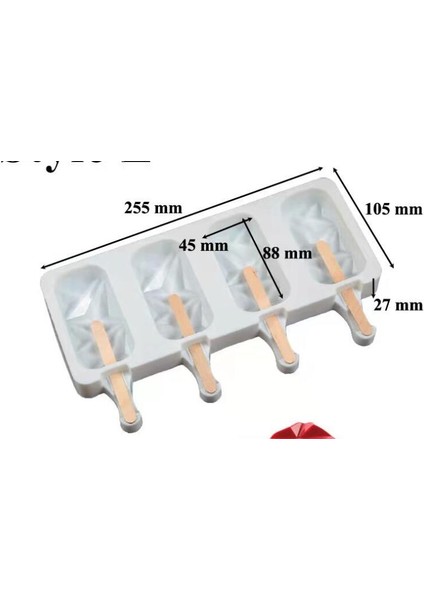 Silikon Dondurma Kalıpları 4 Hücre Buz Küpü Tepsi Dondurma Makineleri (26.5 * 14.5 * 2.6 Cm) (Yurt Dışından)