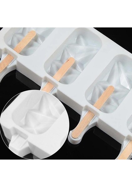 Silikon Dondurma Kalıpları 4 Hücre Buz Küpü Tepsi Dondurma Makineleri (26.5 * 14.5 * 2.6 Cm) (Yurt Dışından)