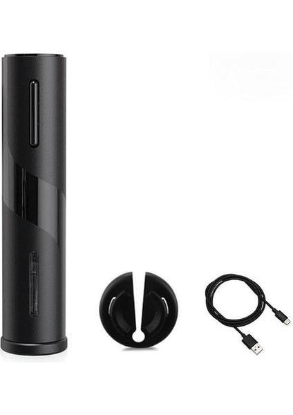 Three Beans Elektrikli Şarap Tirbuşon USB Şarj Otomatik Kırmızı Şarap Şişesi Açacağı Folyo Kesici ile Şarap Severler Için Hediyeler Mutfak Aksesuarları | Açıcılar (Siyah) (Yurt Dışından)