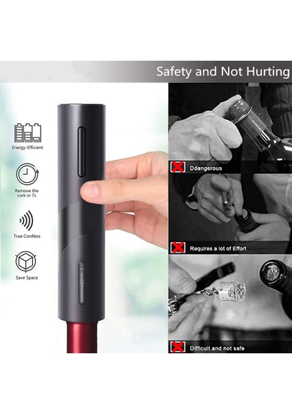 Three Beans Elektrikli Şarap Tirbuşon USB Şarj Otomatik Kırmızı Şarap Şişesi Açacağı Folyo Kesici ile Şarap Severler Için Hediyeler Mutfak Aksesuarları | Açıcılar (Siyah) (Yurt Dışından) fırsatları