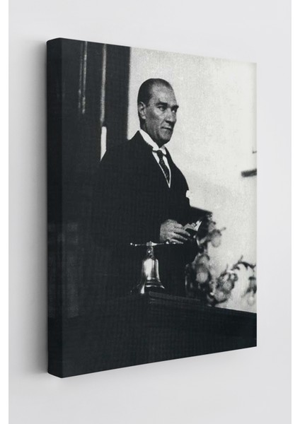 Atatürk Portre Tablosu Mustafa Kemal Atatürk Dikdörtgen Dekoratif Kanvas Tablo
