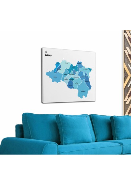 Ordu Ili ve Ilçeler Haritası Dekoratif Kanvas Tablo 1435