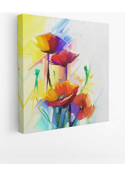 Soyut Çiçekler Yağlıboya Görünüm Dekoratif Kanvas Duvar Tablosu fiyatları