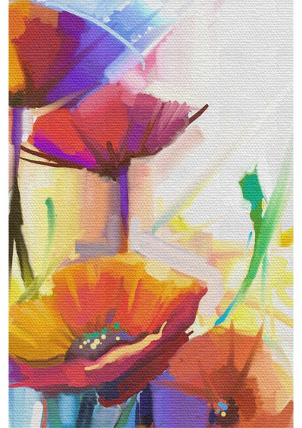 Soyut Çiçekler Yağlıboya Görünüm Dekoratif Kanvas Duvar Tablosu modelleri