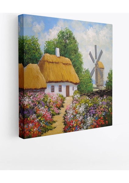 Ukrayna Köy Evi Manzarası Yağlıboya Görünüm Dekoratif Kanvas Duvar Tablosu fiyatları