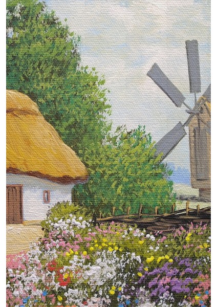 Ukrayna Köy Evi Manzarası Yağlıboya Görünüm Dekoratif Kanvas Duvar Tablosu modelleri