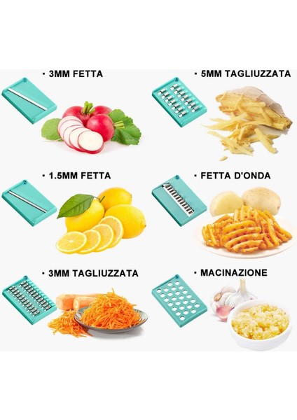 Three Beans 6 In 1 Çok Fonksiyonlu Ayarlanabilir Sebze Sebze Kesici Gıda Meyve Sarımsak Patates Parçalayıcı Mutfak Aracı | Graters (Yurt Dışından)