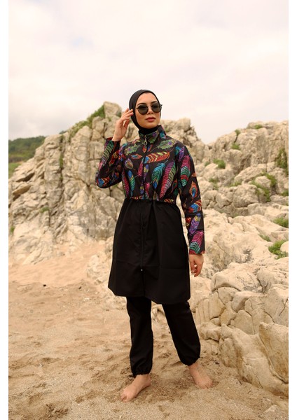 Paraşüt Tam Kapalı Tesettür Mayo Tüy Yaprak 2113 Funda fırsatları