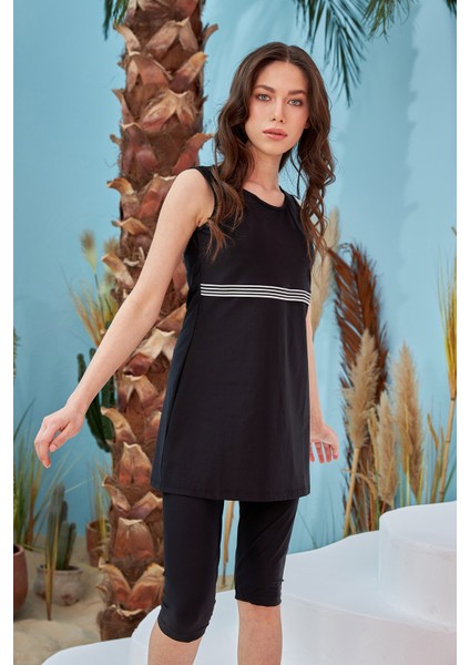 Yarı Kapalı Tesettür Mayo Sıfır Kol 720-011 Esma