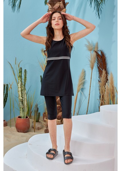 Yarı Kapalı Tesettür Mayo Sıfır Kol 720-011 Esma modelleri