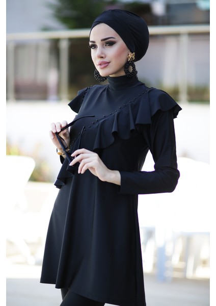 Tasarım Likralı Tam Kapalı Tesettür Mayo Fırfır Volan R032 Hatice Sultan fiyatları