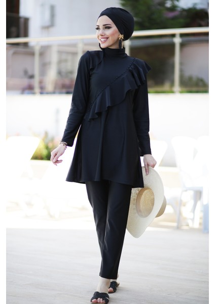 Tasarım Likralı Tam Kapalı Tesettür Mayo Fırfır Volan R032 Hatice Sultan fırsatları