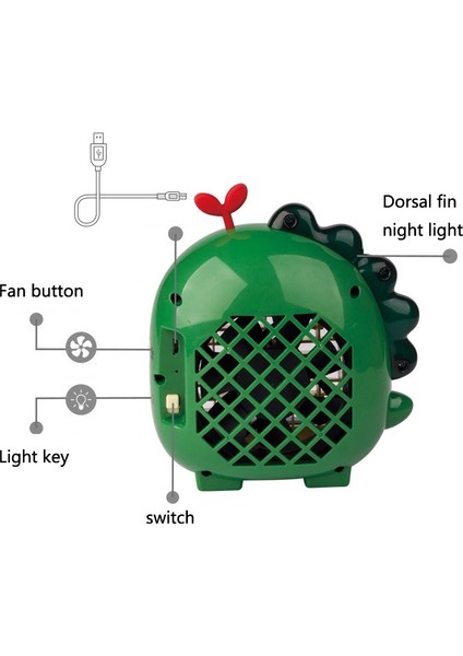 A9 Masaüstü Dinozor Fan USB Mini Büyük Rüzgar Fanı Sarı (Yurt Dışından)
