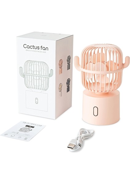 F6 Kaktüs Taşınabilir Mini Fan USB Screak Kaptanık Handıld Masa Elektrik Fan Pembe (Yurt Dışından)