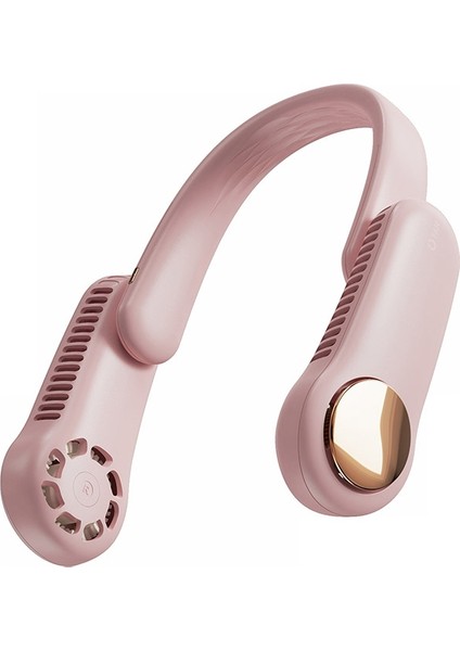 MF017 Asma Boyun Fan Öğrenci Rüzgar Gücü Mini Katlanır USB Fan Pembe (Yurt Dışından)