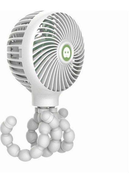 Ahtapot Deformeli Karikatür Katlanır USB Şarj Edilebilir Mini El Fan Beyaz (Yurt Dışından)