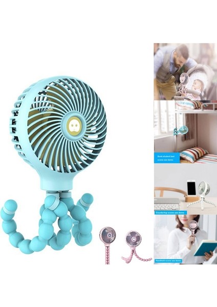 Ahtapot Deformeli Karikatür Katlanır USB Şarj Edilebilir Mini El Fan Beyaz (Yurt Dışından)