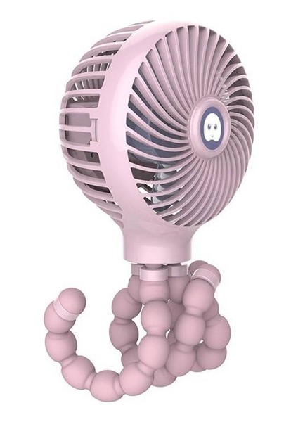 Ahtapot Deformeli Karikatür Katlanır USB Şarj Edilebilir Mini El Fan Pembe (Yurt Dışından)