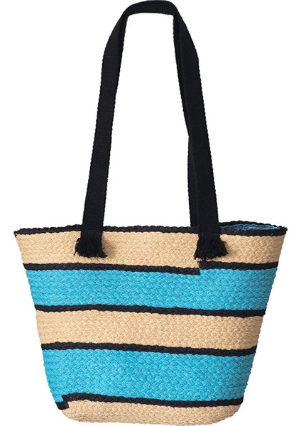 Kadın Çok Renkli Koton Askılı Hasır Plaj Çantası