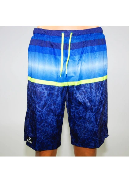 Erkek Boardshort Şort Mayo Uzun Deniz Havuz Astarlı Short Mavi Olaıan