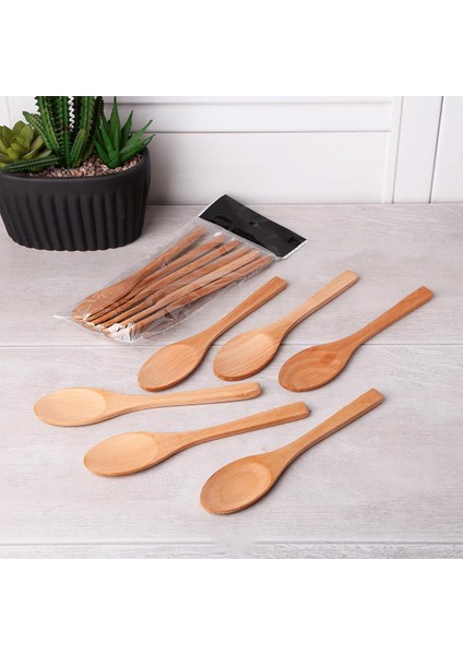 6'lı Bambu Kaşık Salça Kaşığı Bambu Kaşık Set 17 cm