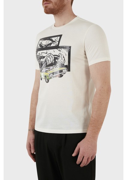 Baskılı % 100 Pamuk Bisiklet Yaka Regular Fit T Shirt Erkek T Shirt 3L1T8P 1JW5Z F121 modelleri