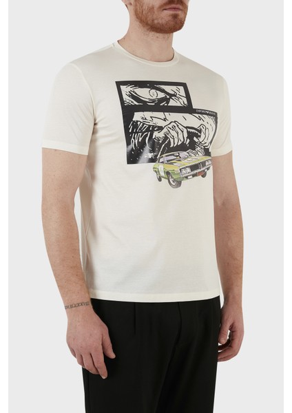 Baskılı % 100 Pamuk Bisiklet Yaka Regular Fit T Shirt Erkek T Shirt 3L1T8P 1JW5Z F121 fırsatları