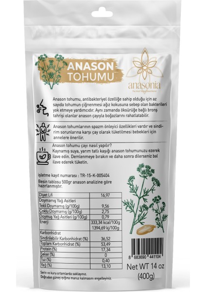 Anason Tohumu 400 gr Bitki Çayı