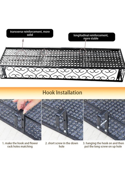 Kancalı Demir Asma Çiçek Korkuluk Raf Sepeti Balkon (Yurt Dışından) modelleri