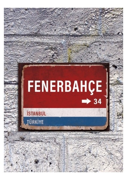 Fenerbahçe Yön Tabelası - Retro Vintage Ahşap Poster