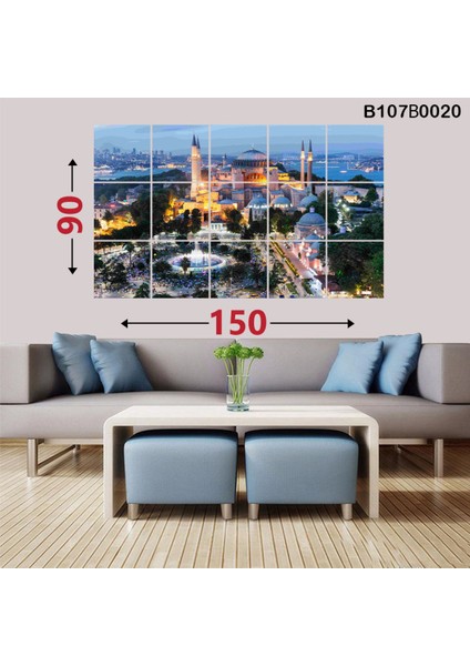 Ayasofya Camii Desenli 15 Parçalı Ahşap Tablo Seti 90X150