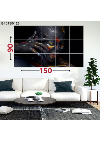 Modern Baskılı Dekoratif 15 Parçalı Ahşap Tablo Seti 90X150