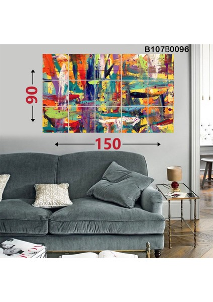 Modern Baskılı Dekoratif 15 Parçalı Ahşap Tablo Seti 90X150